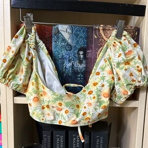 Wild Fable Green and Orange Floral Bikini Top